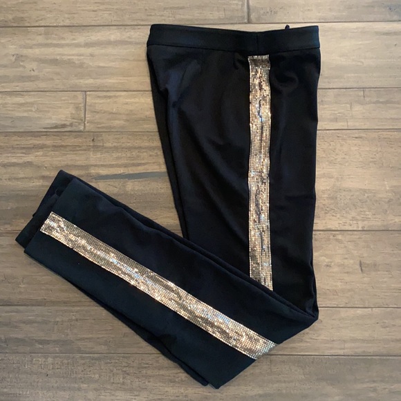 Express Pants - Express Black‎ Pants With Gold Side Stripe Womens Size 3/4